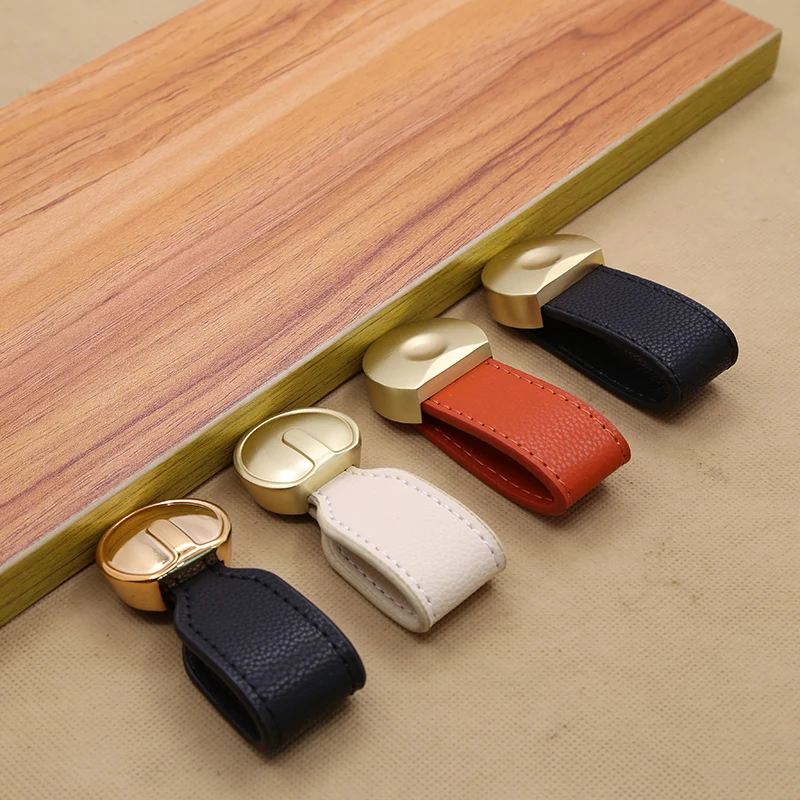 China Manufacturer Cabinet Leather Handle Stylish And Simple Leather Door Knobs Easy Installation Leather Handles