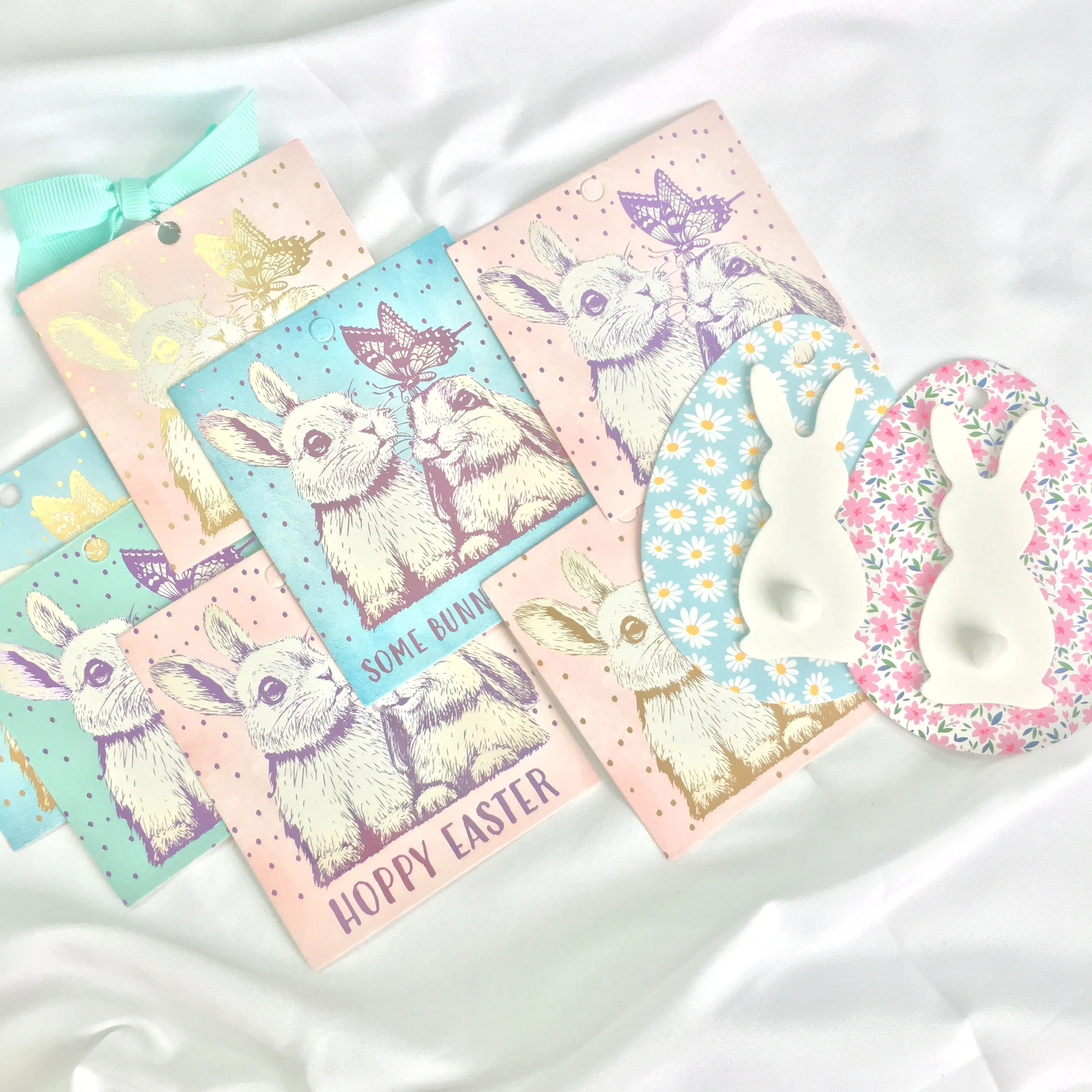 Custom  gold stamping Garden  Easter Greeting Card Japanese  paper craft card  pattern Bunny card