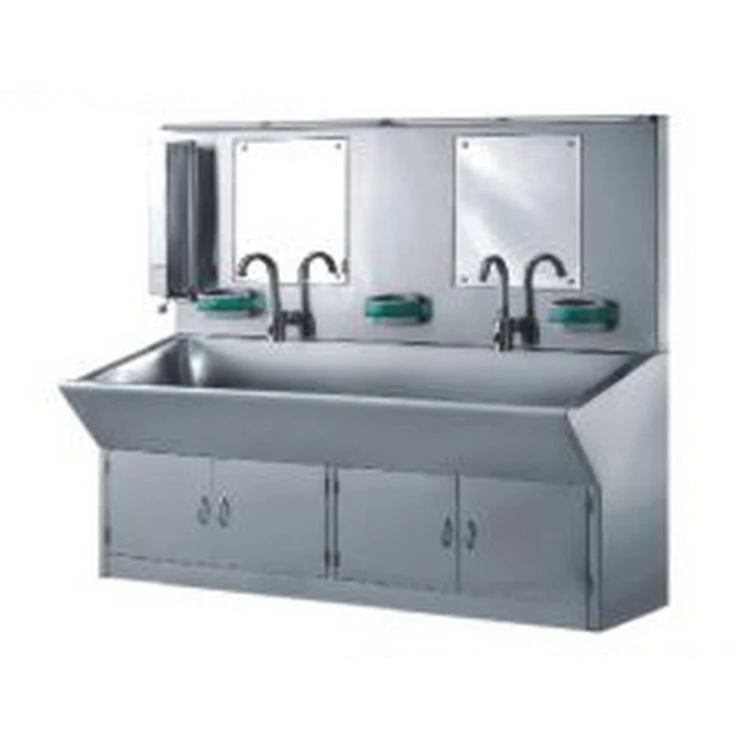 Hospital furniture 3 people position Automatic sensor wash hand table
