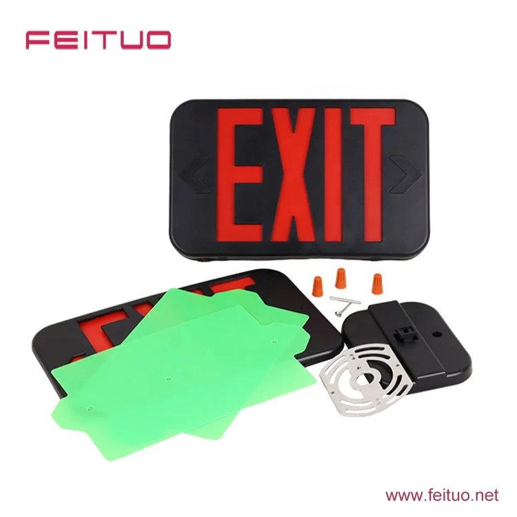 FEITUO Switchable Red & Green LED Exit Sign Global Supply for Emergency Lighting Model EZCXTEU2BCWEM