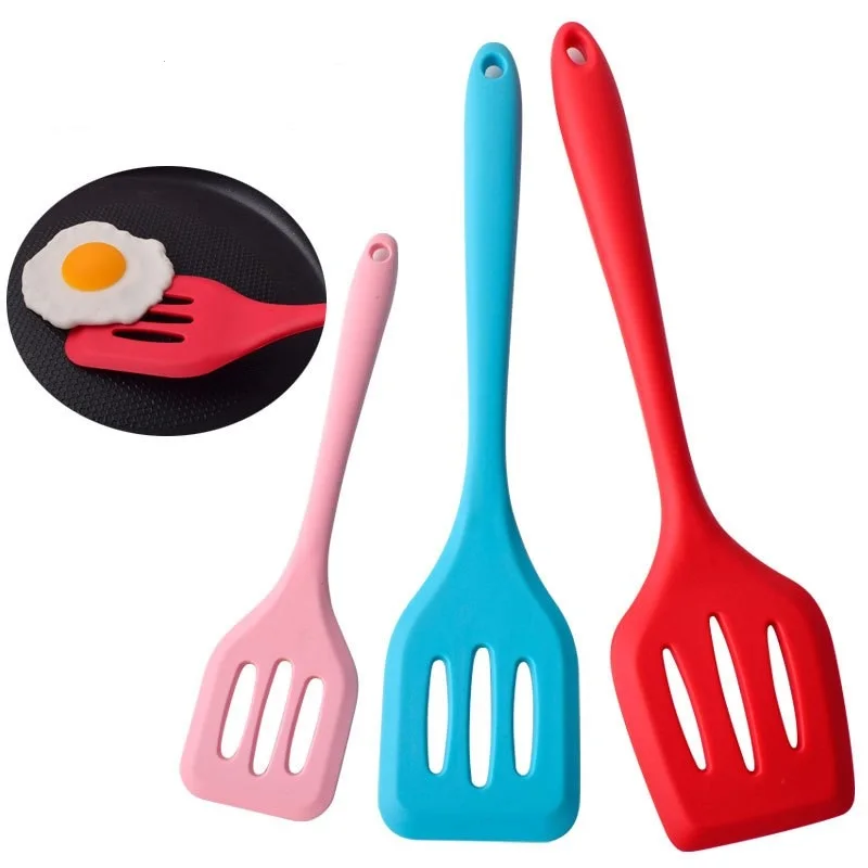 Silicone Frying Spatula Leakage Non Stick SpatulaFried Shovel Kitchen Tool Silicone Leakage Shovel