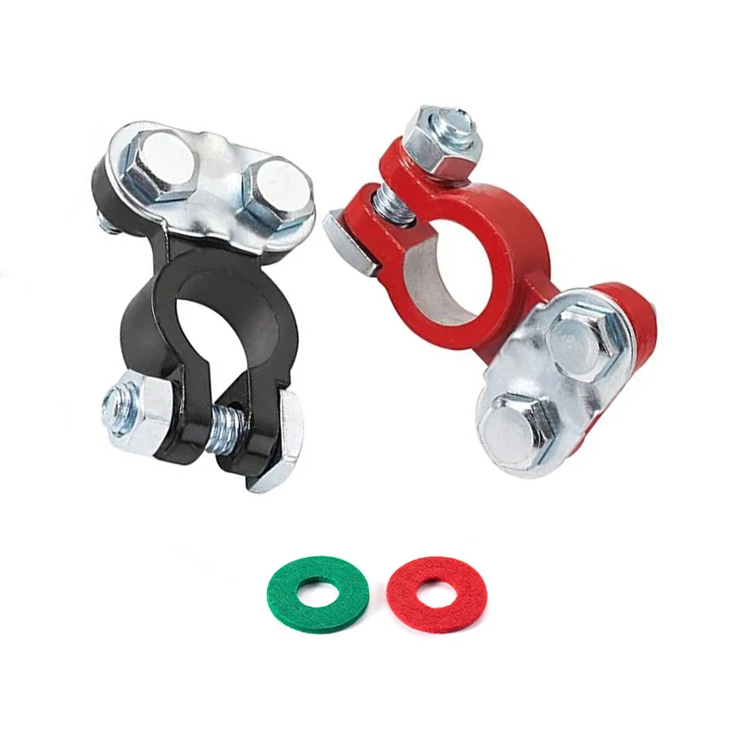 RTS High Quality Lead Battery Terminals Color Coded Set Top Post Connectors Clamps