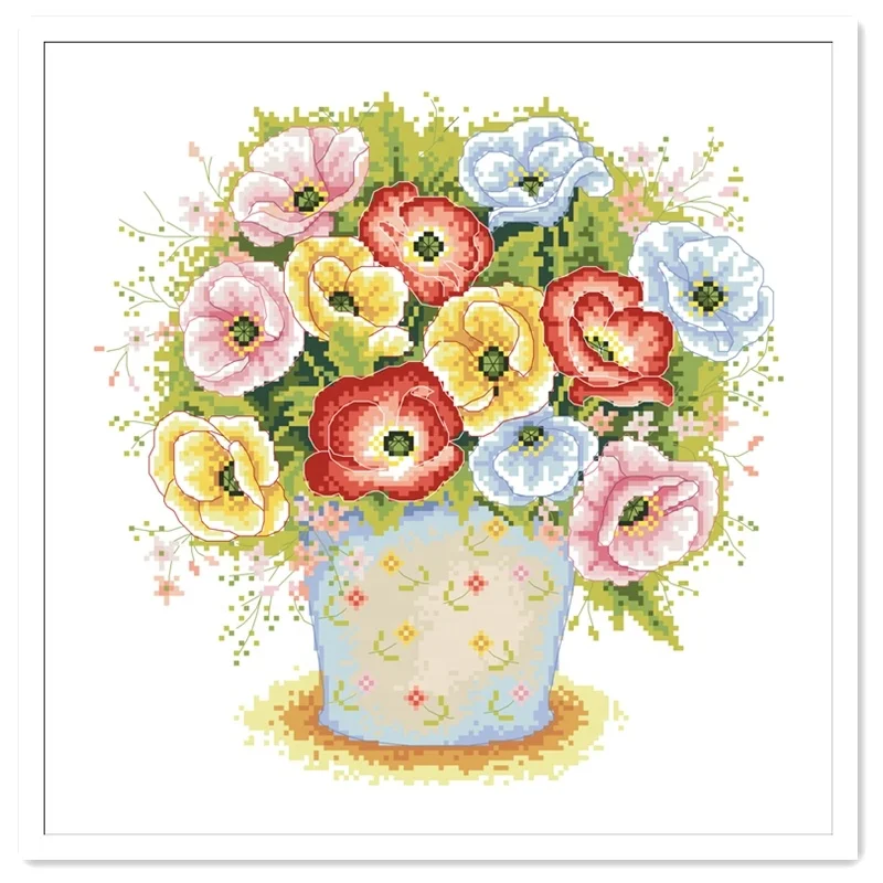 
 Набор для вышивки маком DPH179, комплект из белой ткани, белого цвета, 18 карат, 14 карат, 11 карат, без принта, «сделай сам», ручная работа  