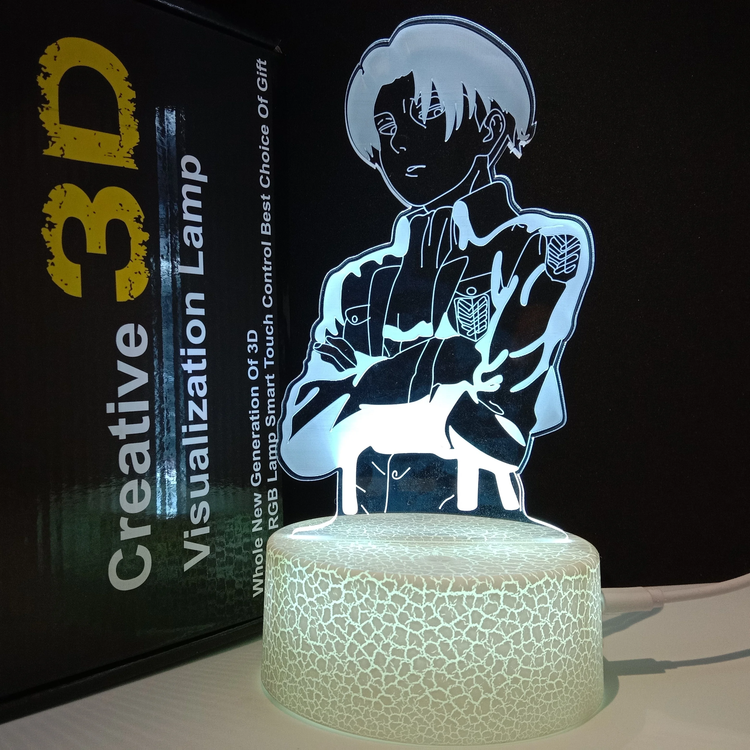 Christmas Gift Set Crackle Base Anime Designs 3D Vision Lamps Remote Control 16 LED Colors 4 Modes 3D Illusion Night Light