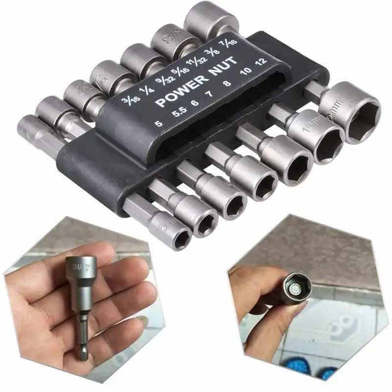 Drill Adapter Power Tool Power Nut Driver Drill Bit Set Hex Socket Sleeve Nozzles Adapter Magnetic Nut Driver Set