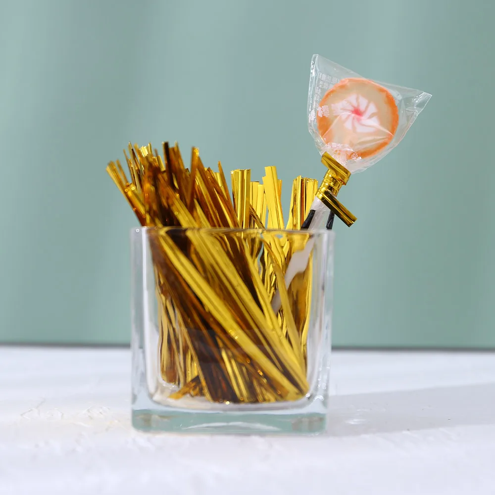 Biodegradable Vegetable Oven Bread Fish-Tail Black Golden Long Wire Metal Twist Ties Paper Roll