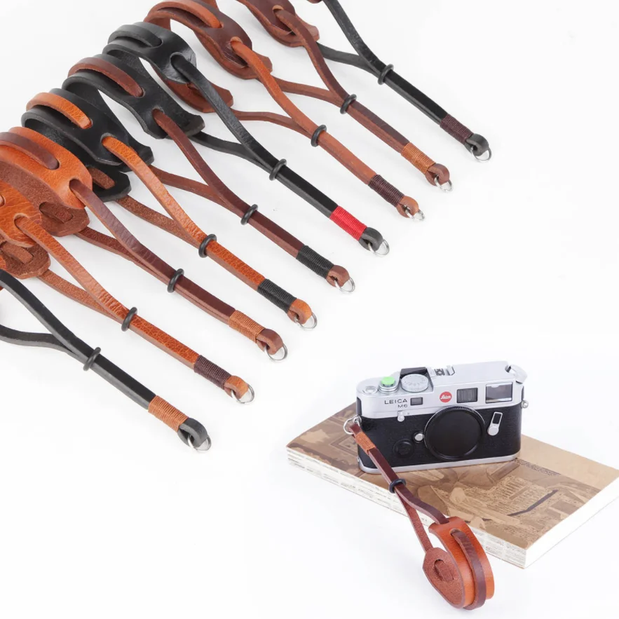 Hot sale fashion vegetable tanned cowhide camera wrist strap