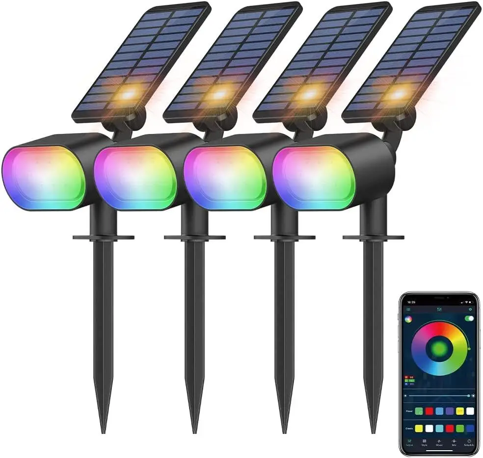 Solar Light Garden Lamp With APP Control IP65 RGB Waterproof Decorative Outdoor Lighting for Garden/Yard