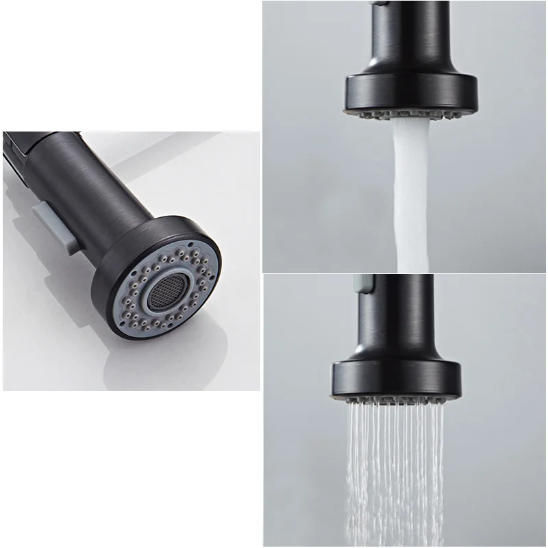 ROVATE Kitchen Faucets 304 Stainless Steel kitchen Tap Modern Matt Black Spring Pull Down kitchen Sink Faucet