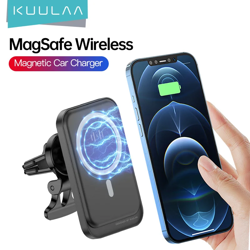 KUULAA Горячая новинка 360 градусов Магнитный держатель для телефона и беспроводное зарядное устройство 15 Вт автомобильное магнитное