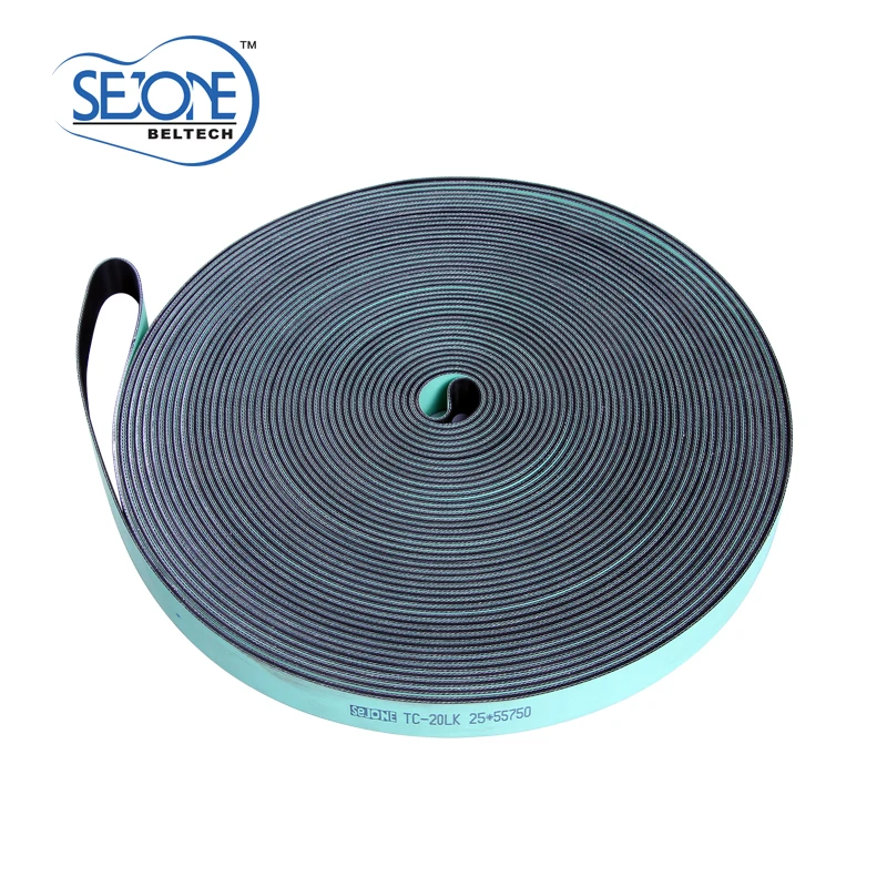 
2.0mm thickness light green / black color energy saving low elongation TC series belt 