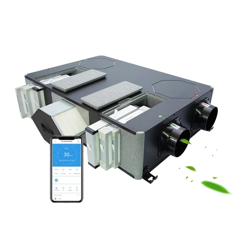 High Heat Recovery Efficiency Energy Recovery Ventilator with Tuya Wifi Module Easy to Install