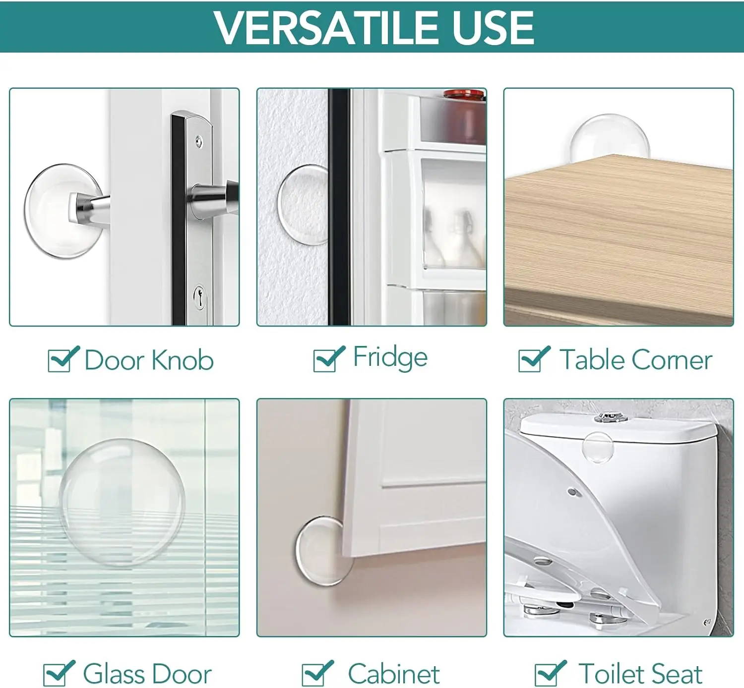 Door Stoppers Wall Protector Reusable Door Bumper with Self Strong Adhesive Quiet Shock Absorbent Gel