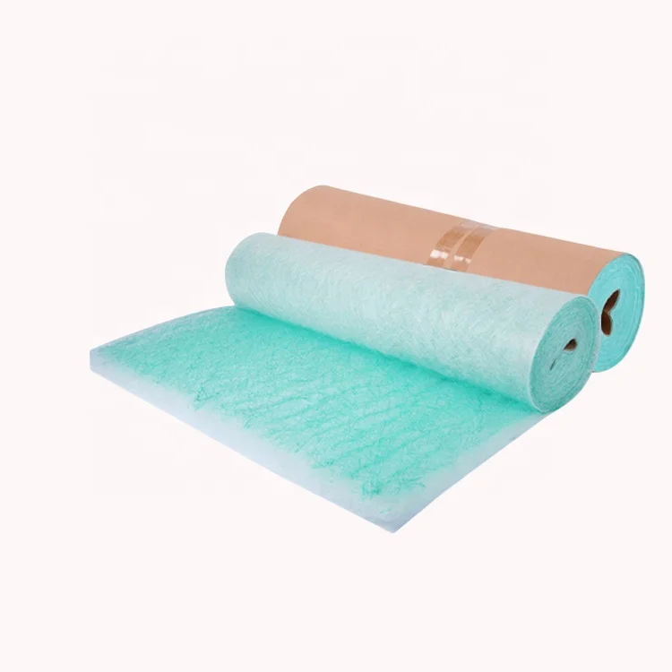 Paint Fumes Media Filter Green White Filter Cotton Fiberglass In Roll For Spray Booth Workshop Filter Media