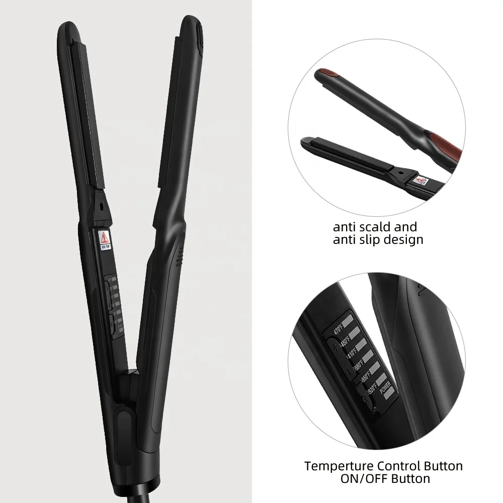 Hair Salon Equipment LCD Display Dual Voltage Private Label Flat Iron Hair Straightener Black OEM Nano Ceramic Hair Iron