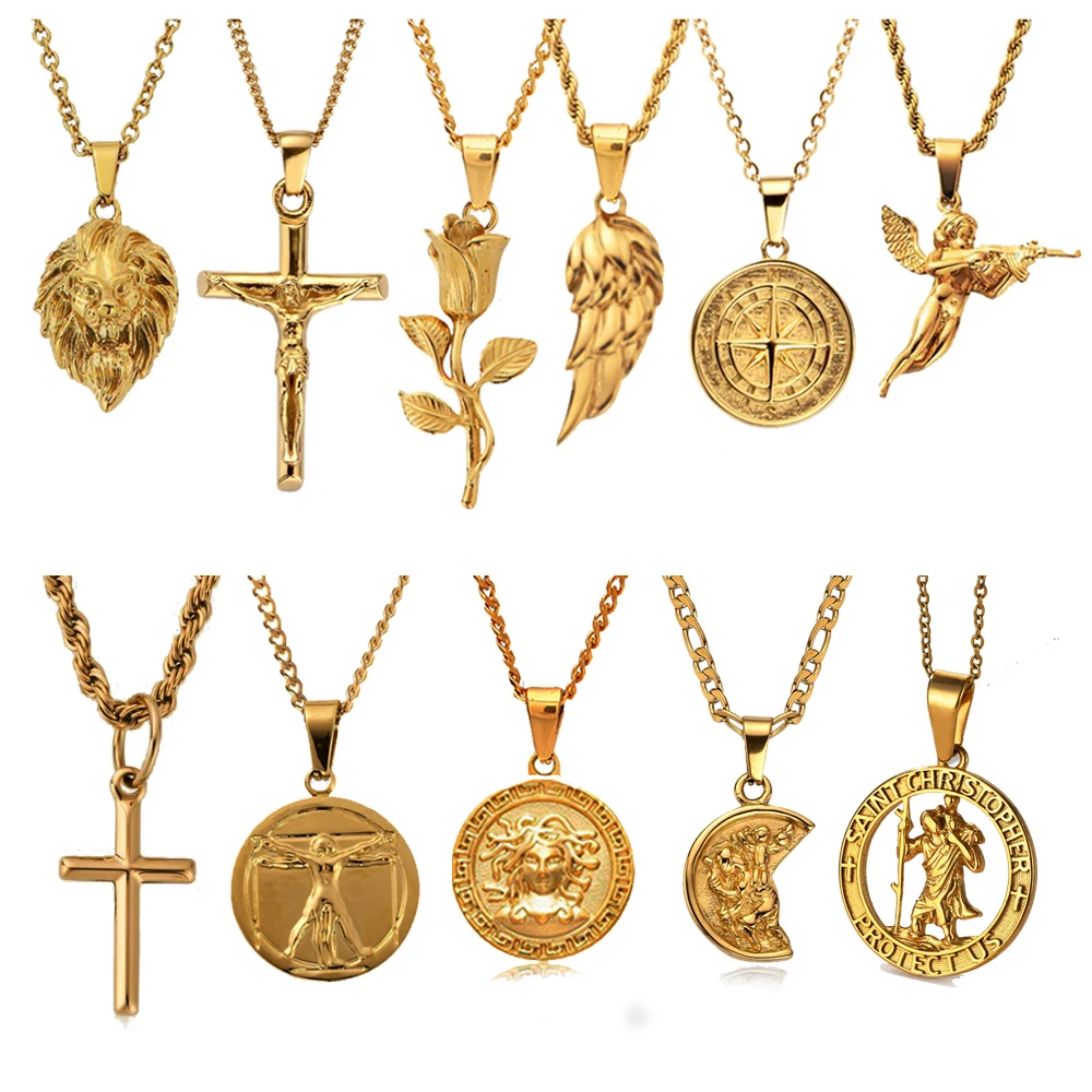 Travel Charm PVD 18k gold compass pendant custom nautical jewelry stainless steel compass north star necklace graduation gift