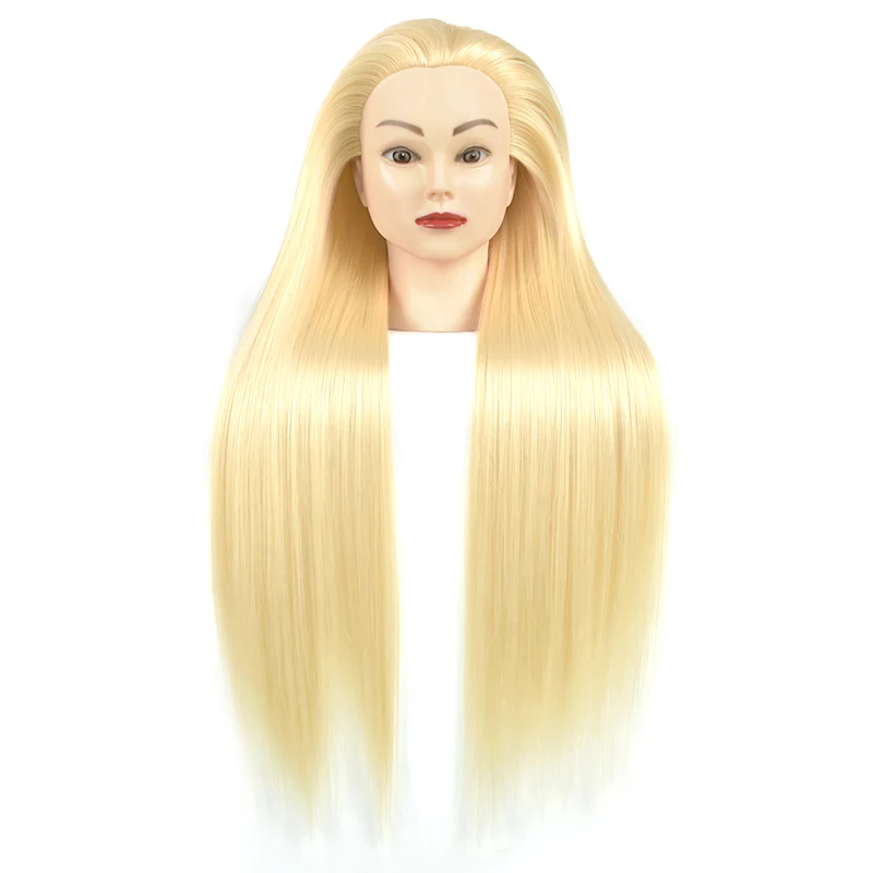 100% synthetic soft straight hair training head mannequin heads hairdressing training heads blond mannequins for hairstyles