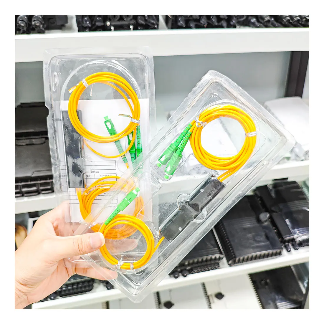 Factory Price 1x2 ABS Box type PLC Splitter Single Mode Fiber Optical ABS Box Type plc 1x2 PLC splitter with SC Connector