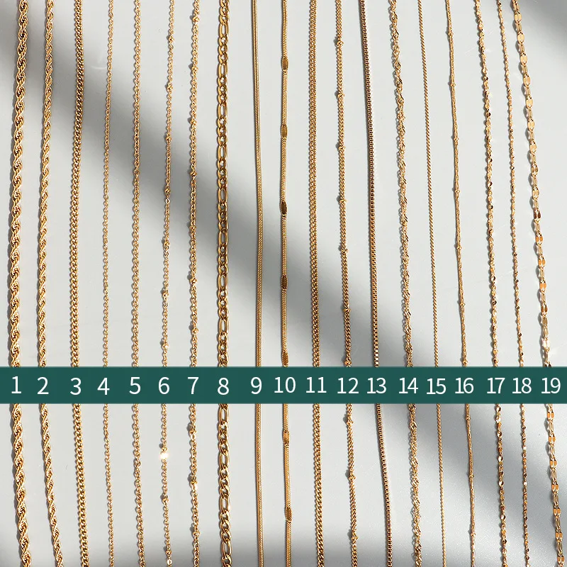 18k Gold Plated Single Chain Multi-style Stainless Steel Necklace