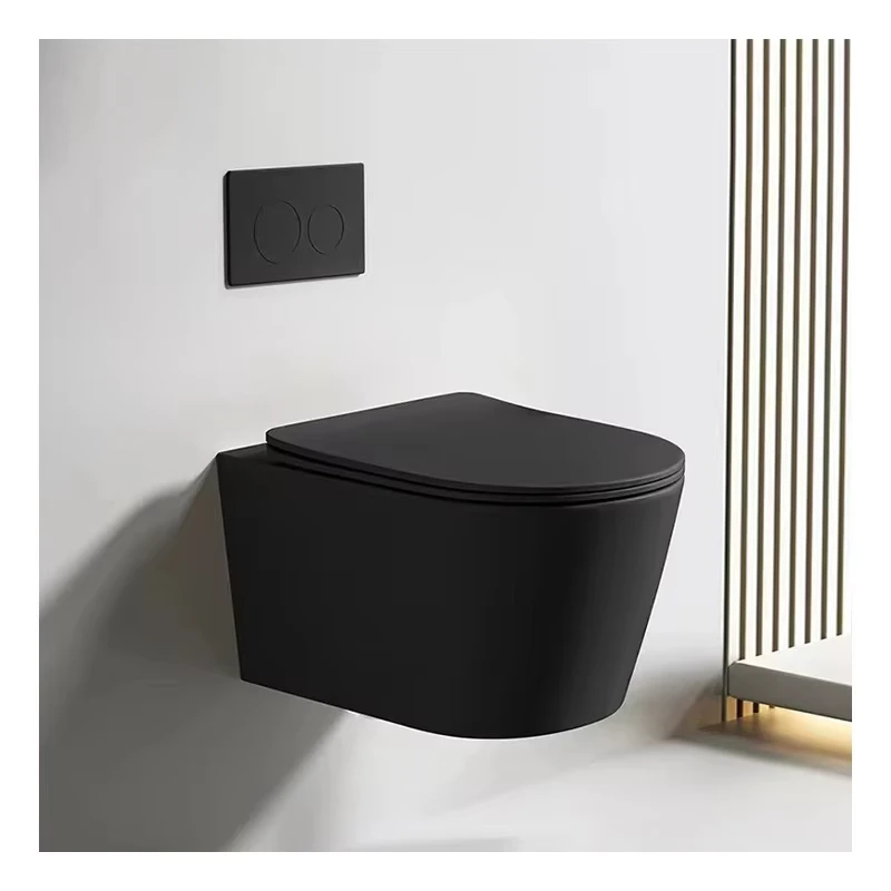 Suspended Wc Matte Grey Color P Trap Ceramic Water Closet Bathroom Rimless Wall Hung Toilets