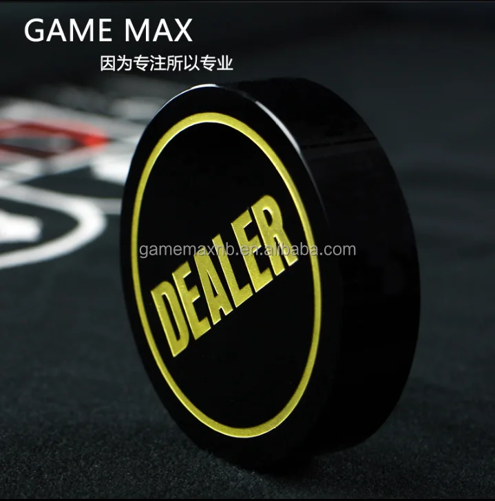 Deluxe Jumbo Black Crystal Dealer Button