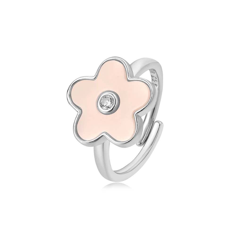 Wholesale high quality custom gold plated ring ice cut jewelry 925 sterling silver cute flower ring for women