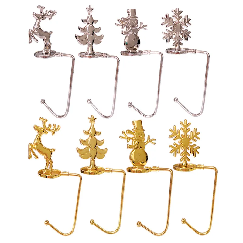 Hot selling Christmas sock hooks metal fireplace sock pendants snowflake Christmas hooks factory stock direct sales