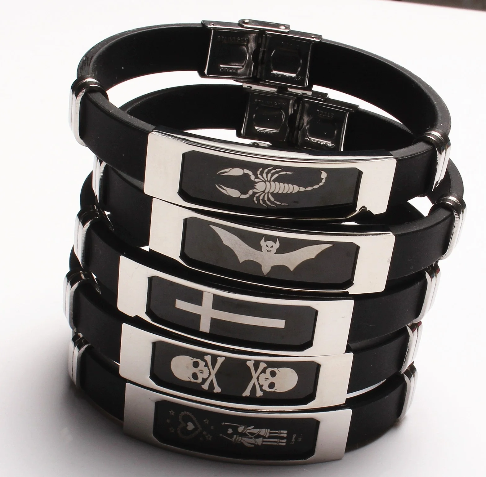 European and American personalized silicone bracelet bracelet ornaments fashion stainless steel Douyin lovers bracelet