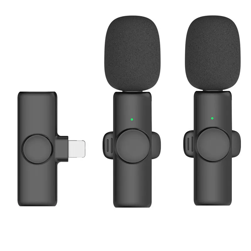 2021 One drag two small microphone with Collar Clip on Lapel Mic Wireless Microphone for iPhone 13 for iPhone Micro Small Microp