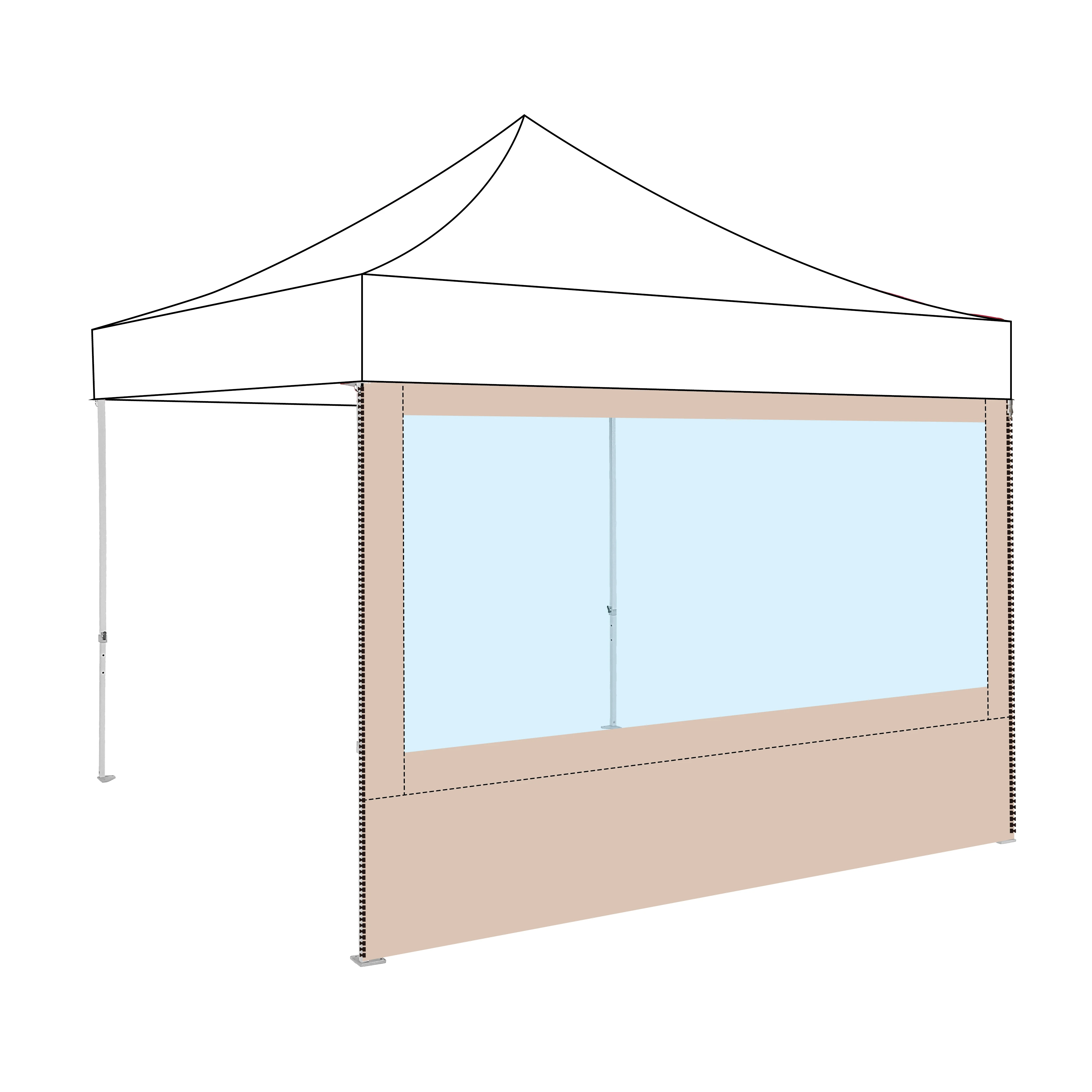 Outdoor 1010 foot canopy wall with large panorama window pop up folding custom printed advertising luxury tents