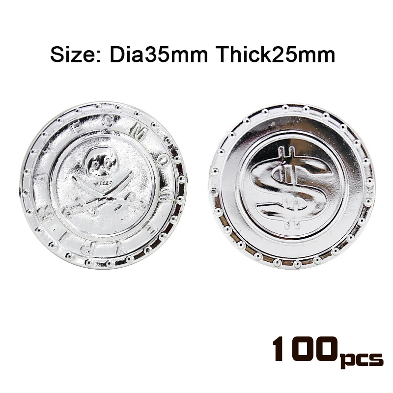 hotsale plastic pirate game gold silver coins