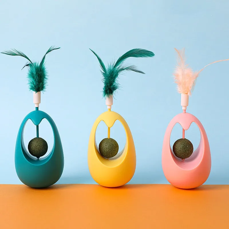 Manufacturers spot wholesale cat boredom toys feather tumbler Meow heart treasure catch pear-shaped pendulum catnip ball