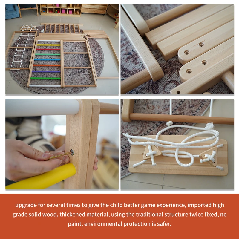 Montessori Square Climb Frame For Toddlers Gym Children Indoor Folding Rainbow Wooden Pickler Climbing Frame With Ramp