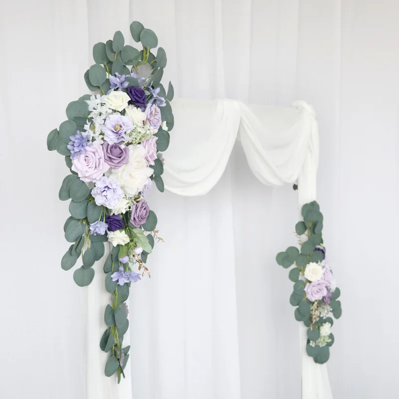 GM044 Simulated Taro Purple Rose Wedding Arch Flower Sets Arrangement Artificial Corner Flower Wedding