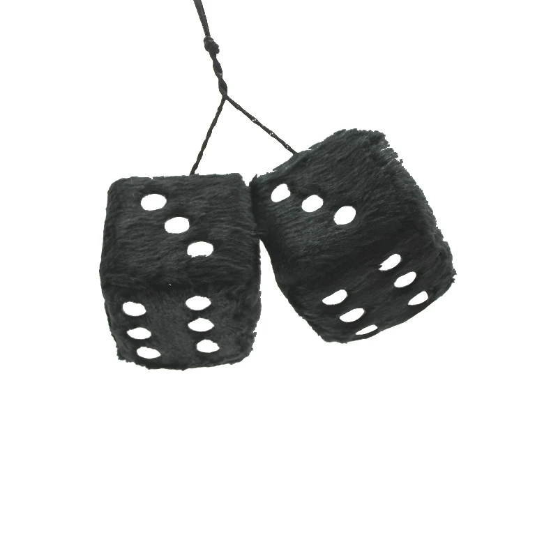 Car Centra Mirror Hanging Accessories Retro Square fuzzy Plush Dice with Dots