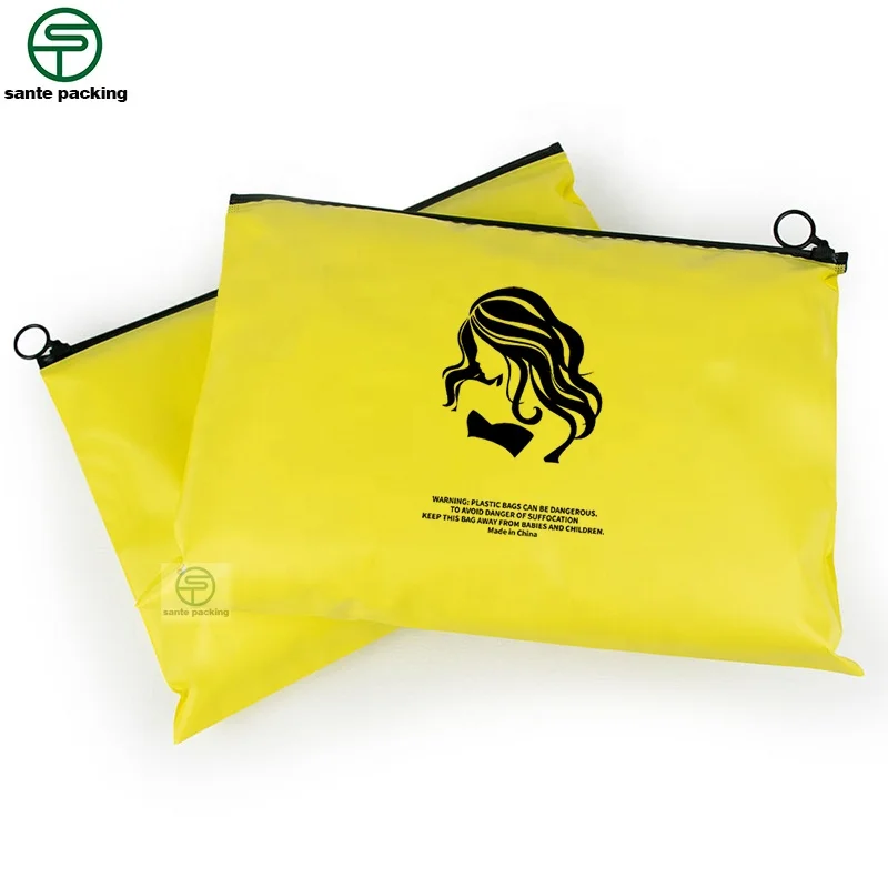 Custom Logo Matte frosted holographic Ziplock Bags with Waterproof Plastic for Wig Packaging Slider Zipper for Swimsuit