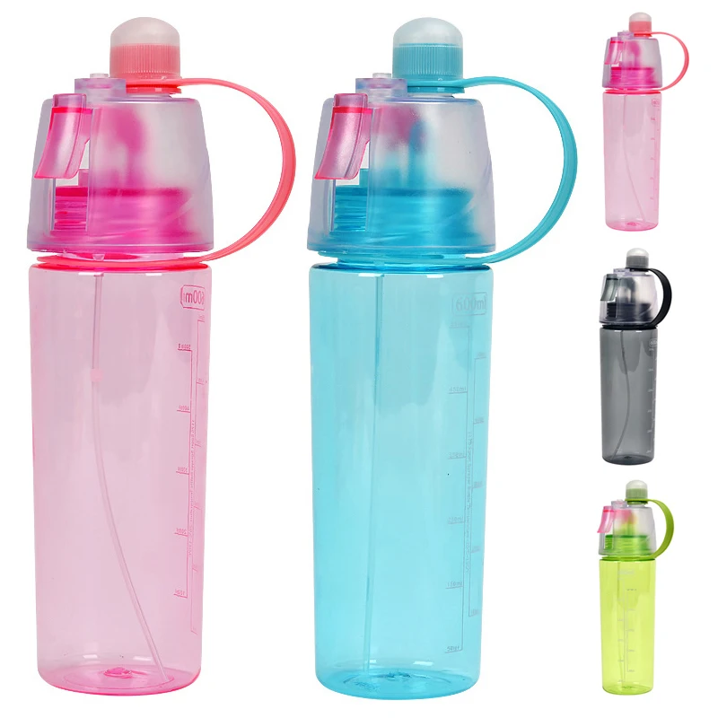400ml 600ml Portable Style Plastic Drinking Water Bottles Sports Mist Spray Cooling Drinking Water Bottle for Running (1600492117597)