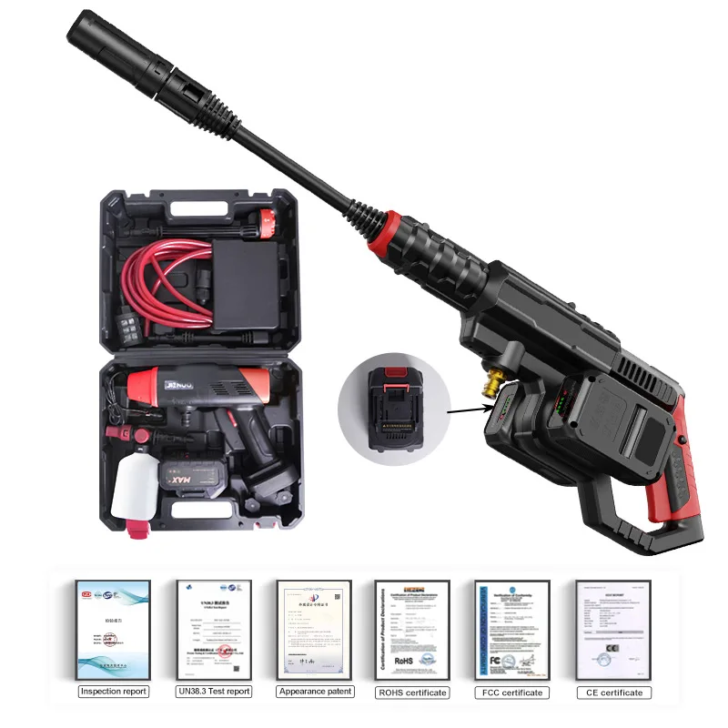 2024 The Newest  Style Wireless  Portable Brushless Pump 21V  With Two Battery Packs Car Washer Gun