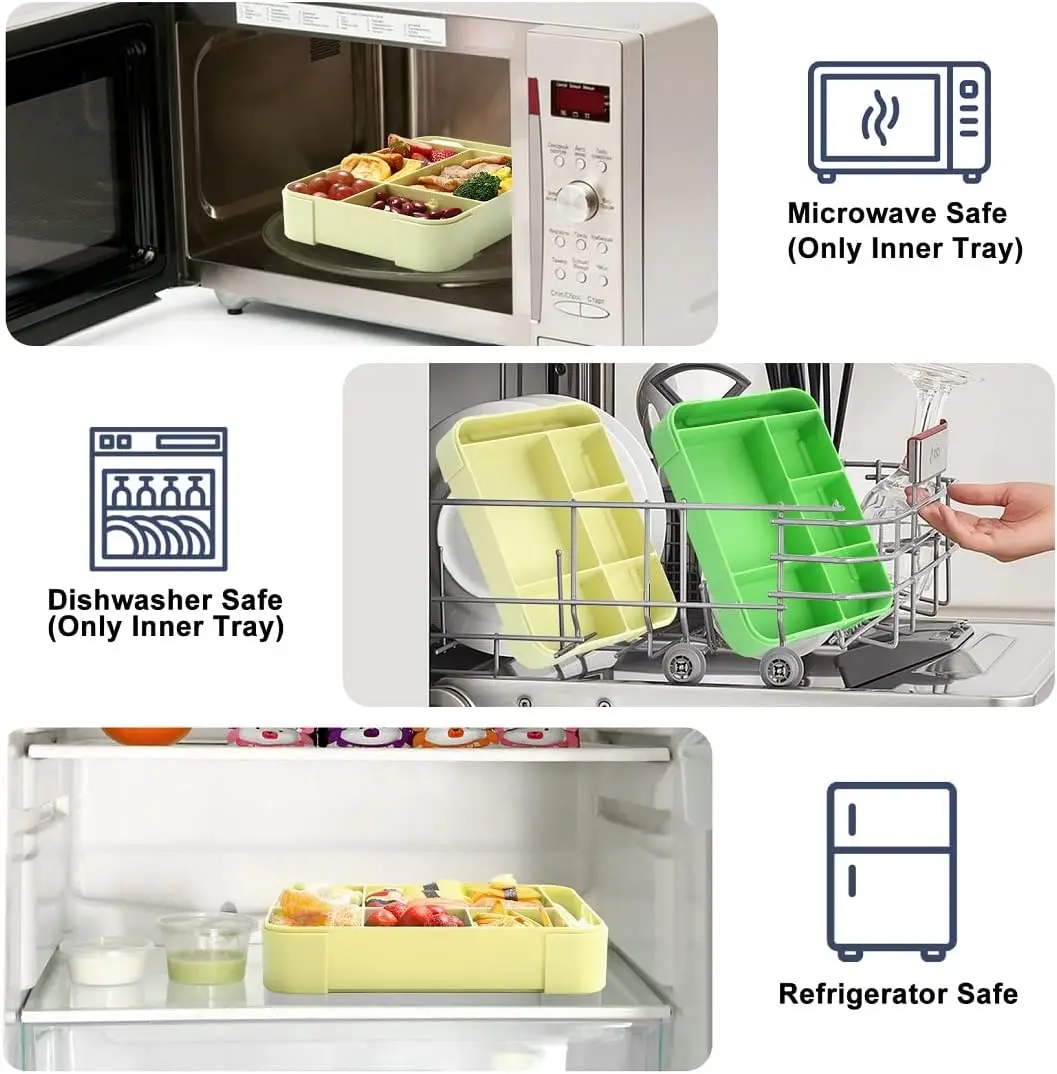 Durable Perfect Size 1330 ML Bento Lunch Box With Spoon Fork BPA Free and Food Safe Materials Bento Boxes For Kids Children