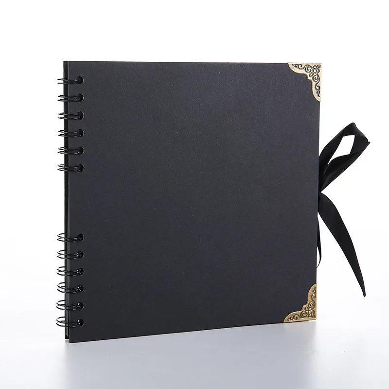 Retro photo album ribbon bow coil new DIY photo album paste type baby scrapbook photo album couple classmates handmade gift