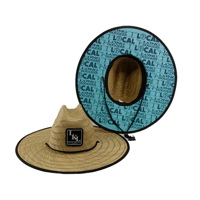 Wholesale beach hats for women sum straw lifeguard hat wide brim summer cap natural grass