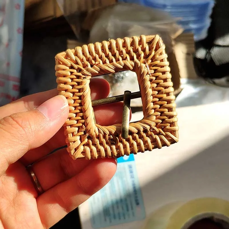 inner diameter 2.5cm handmade real bamboo braided buckle rattan buckle