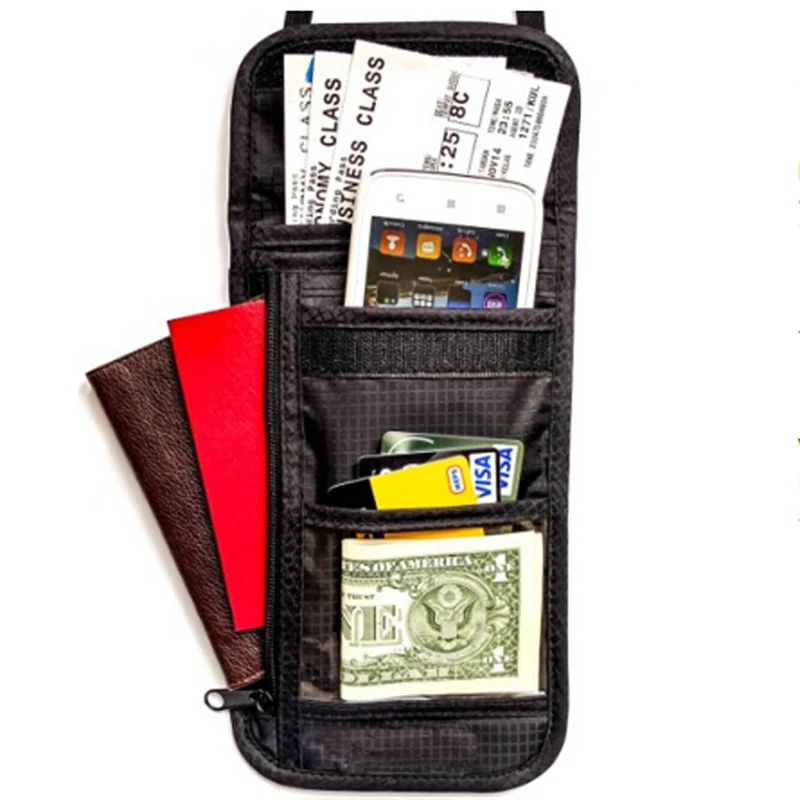 Nylon Travel Wallet Case Cover Security Neck Pouch Passport Badge Holder Organizer Bag Rfid Blocking Passport Holder