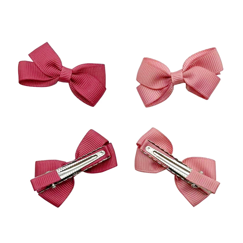 E-Magic 4CM Wide Red Grosgrain Ribbon Bow With Silver Clips Boutique Sale Girl Decoration Hair Accessories