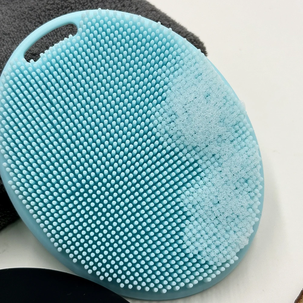 MHC black ellipse back scrubber for shower soft suction cup shampoo brush 100% silicone Bath Brushes For Face