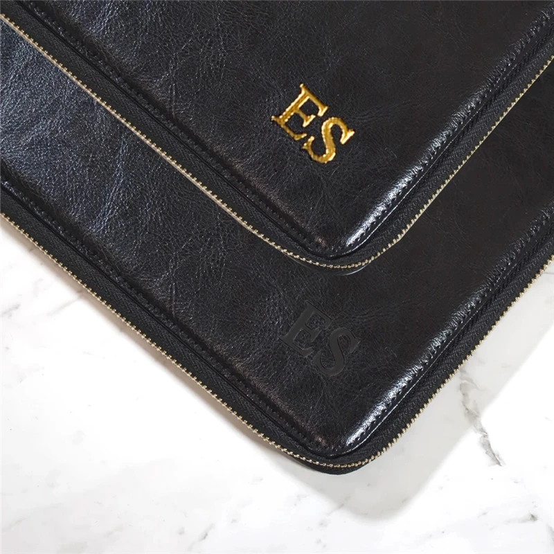China Gold Supplier Multiple Storage Options A4 Vegan Leather Antique Blue compendium laptop