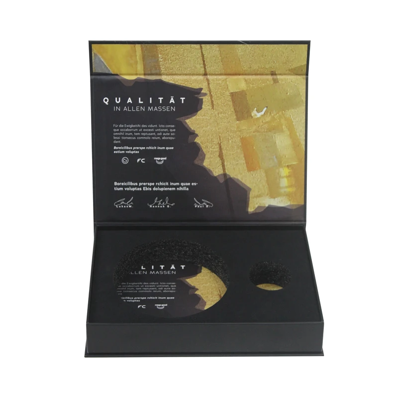 Book Shaped Magnetic Closure Gift Box With Foam Velvet Insert Sleeve Box