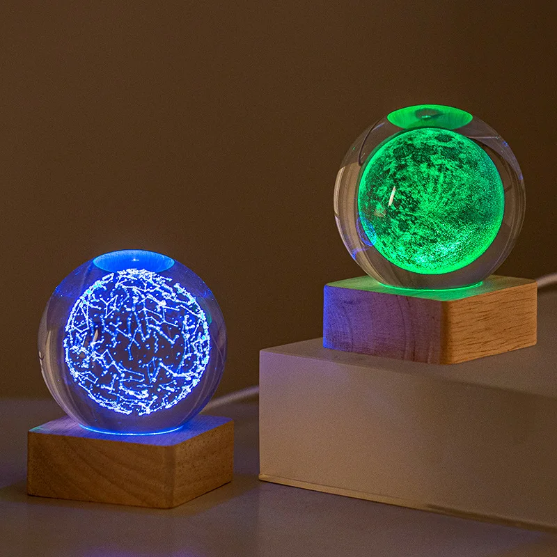 wholesale luminous crystal ball 3d  laser 80mm astronaut crystal ball decoration