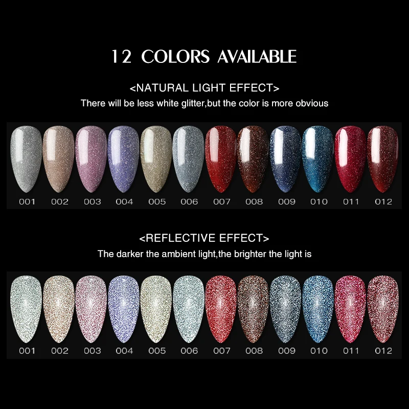 New Style Flashing Shiny Disco Gel Effect Sparkle Soak Off UV Nail Diamond Reflective Glitter Gel Polish