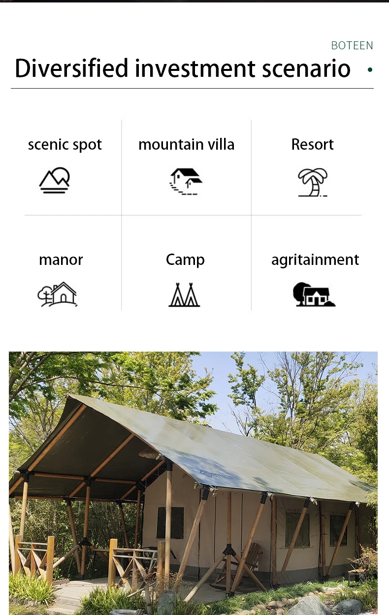 Outdoor Glamping Luxury Bell Canvas Roof Top Cabin Trade Show Hotel Tents